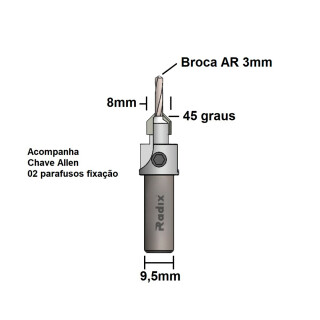 Escareadora-Reta-12mm-Para-Brocas-4mm-22B1240.04-Radix-4-FERAACE020
