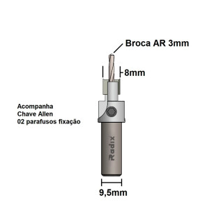 Escareadora-Reta-8mm-para-Brocas-3mm-22B0830.04-Radix-4-FERAACE013